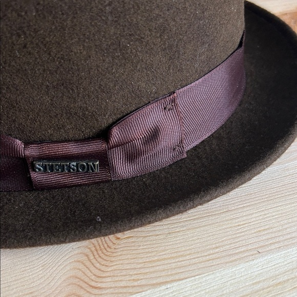 Stetson Cranston Pork Pie Men's Hat in Chocolate Wool Felt Size Medium - Picture 2 of 7